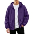 thumbnail image 3 of Rain Jackets for Men Waterproof Long Sleeve Zip Up Hooded Windbreaker for Big and Tall Solid Color Daily Outdoor Hiking Travel Casual Jacket, 3 of 6