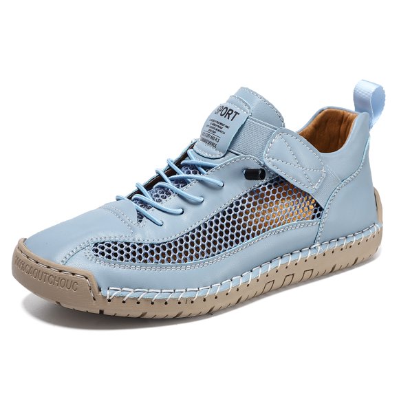 Pandaie Womens Mens Leather Casual Shoes Comfortable Mesh Fashion Sneakers Breathable Dress Walking Driving Loafers Size 6-11