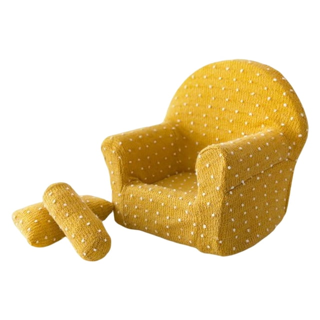 Fotografía de bebé Sofá Pequeño Sofá Asiento Fondo Decorativo con Cojín Almohada Amarillo