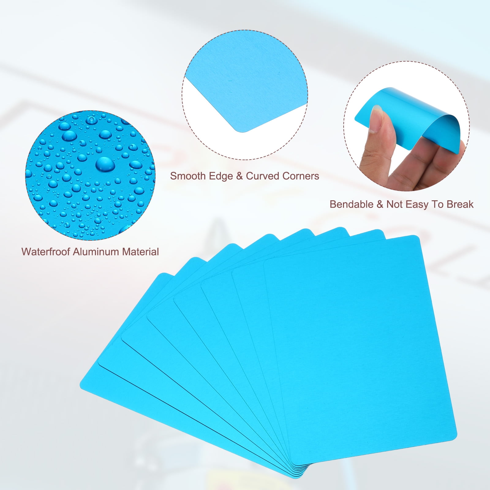Unique Bargains Metal DIY Business Cards Blank Aluminum Laser Engrave Printable Name Card Blue