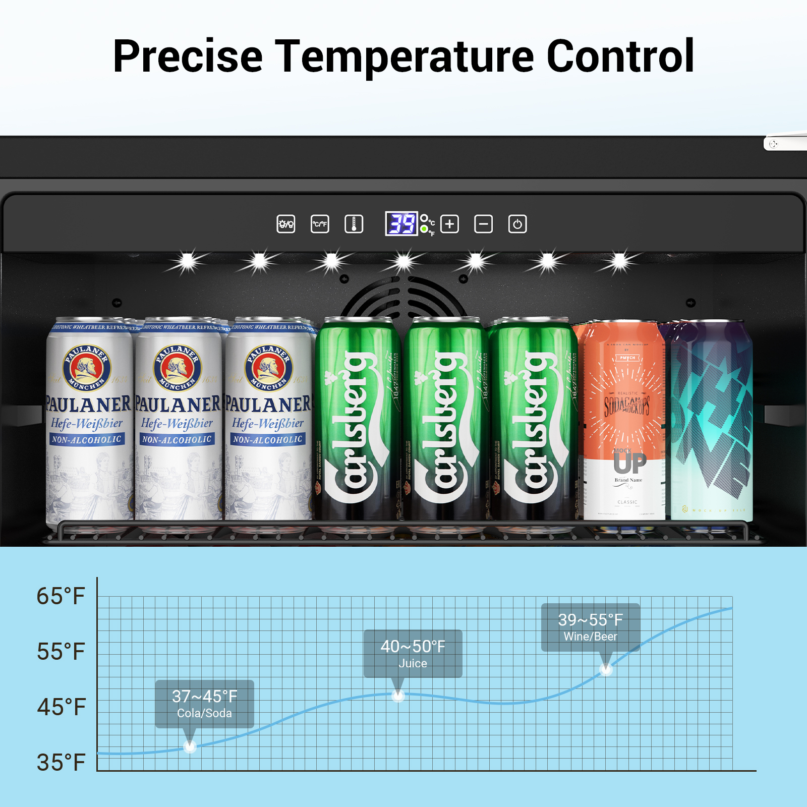 Friwest 24 Inch Beverage Refrigerator Cooler,190 Cans Wide Beverage and Beer Fridge with Glass Door and Powerful Cooling Compressor