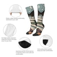 thumbnail image 3 of Xecao Vintage Art Butterfly Flower print thigh-high socks, crafted for both men and women with a stretchy, high-opaque design perfect for daily wear, 3 of 6