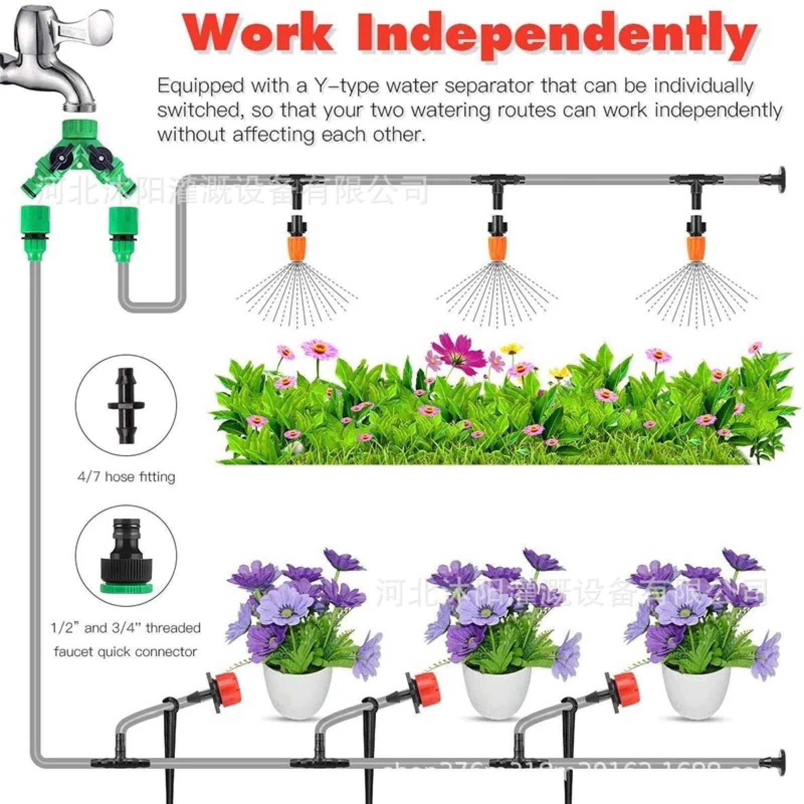 1181.1inch DIY Automatic Watering System Drip Irrigation Kit, Suitable for Balcony Flower Pots Smart Watering Drip Tubes