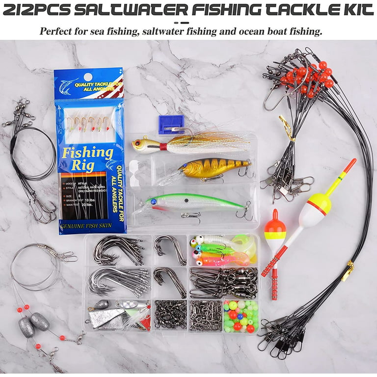 Saltwater Surf Fishing Tackle Kit, 184pcs Saltwater Fishing Gear