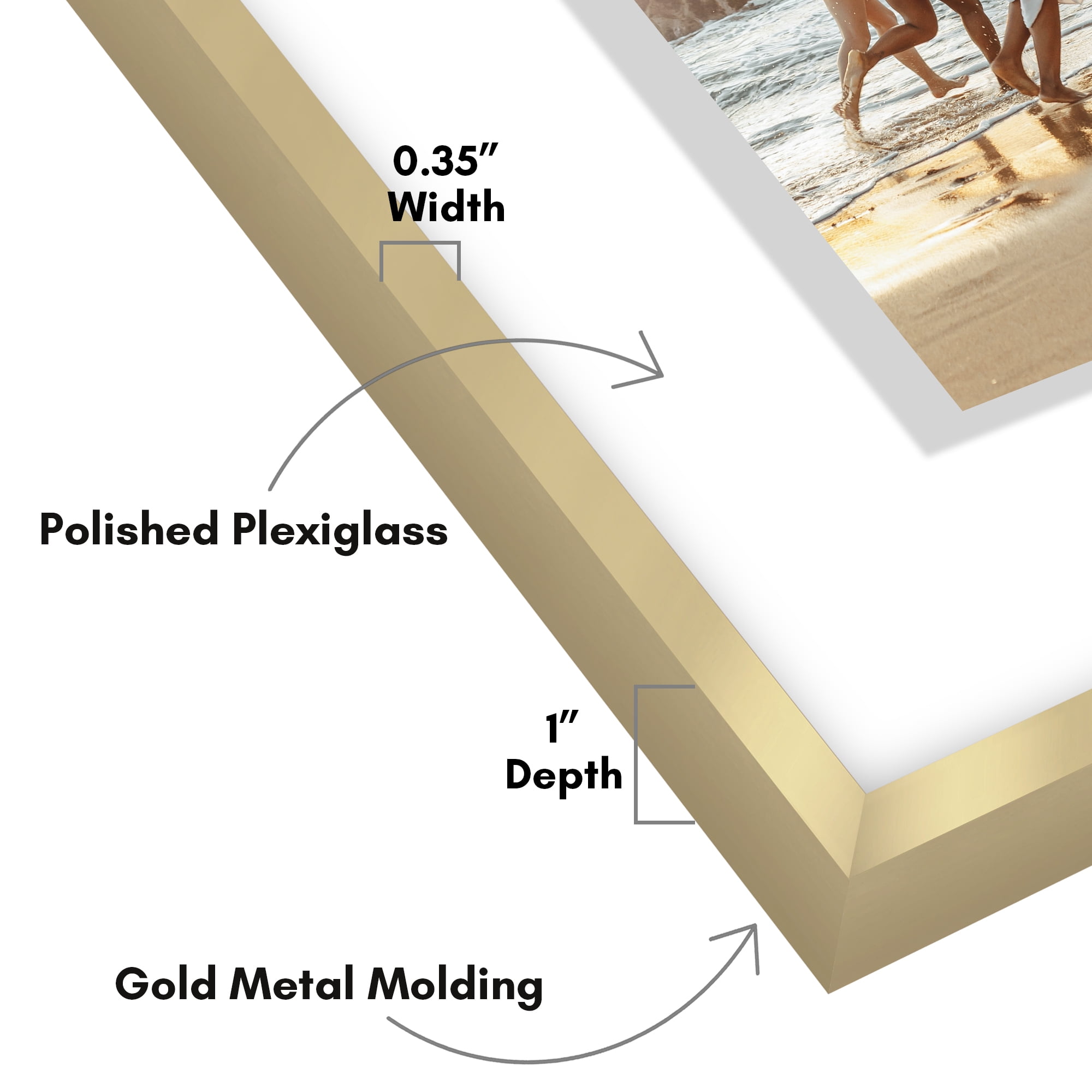 Americanflat 16x20 Picture Frame with Shatter-Resistant Glass Aluminum Floating Display Photo Signature - Gold