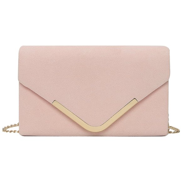 Women Clutch Bag Chic PU Leather Shoulder Bag Formal Dressy Purse (Pink)