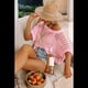 thumbnail image 2 of Blusa de Punto Calada de Corta con Cuello Redondo de Verano para Mujer, Rosa, Talla XL, 2 of 4