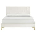 thumbnail image 4 of Platform Bed Frame, Tufted, Twin, White, Velvet, Mid Century Bedroom, Modern Contemporary Boutique HB35566, 4 of 8