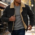 thumbnail image 7 of Ceisia Mens Lapel Corduroy Sherpa Lined Button Front Warm Winter Jacket Coat Black XXL Gift, 7 of 7