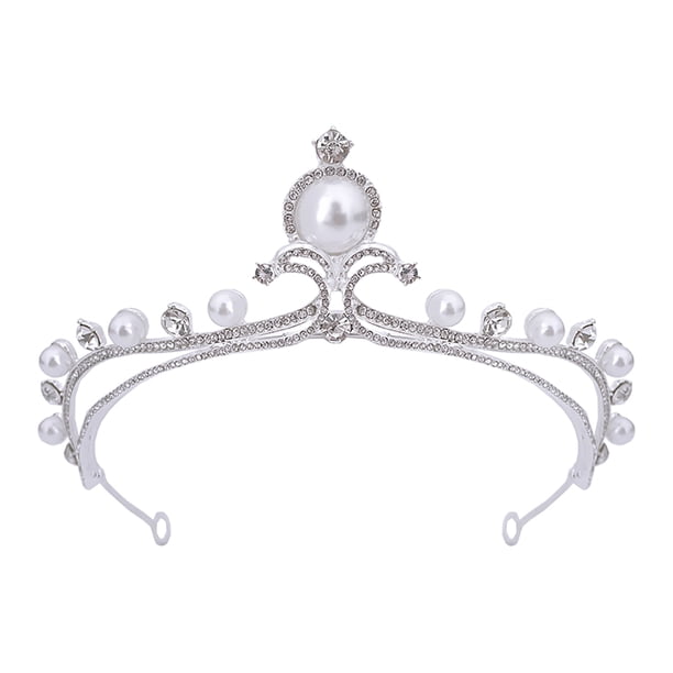 KAKOWELY Tiara de novia con perlas y diamantes de imitación para niña, corona de boda, diadema de novia con diamantes de imitación