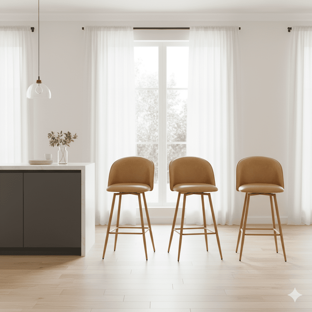 Homy Casa - Ensemble de 2 tabourets de bar contemporains, hauteur d'assise 66 cm, revêtement en tissu et pieds imitation bois