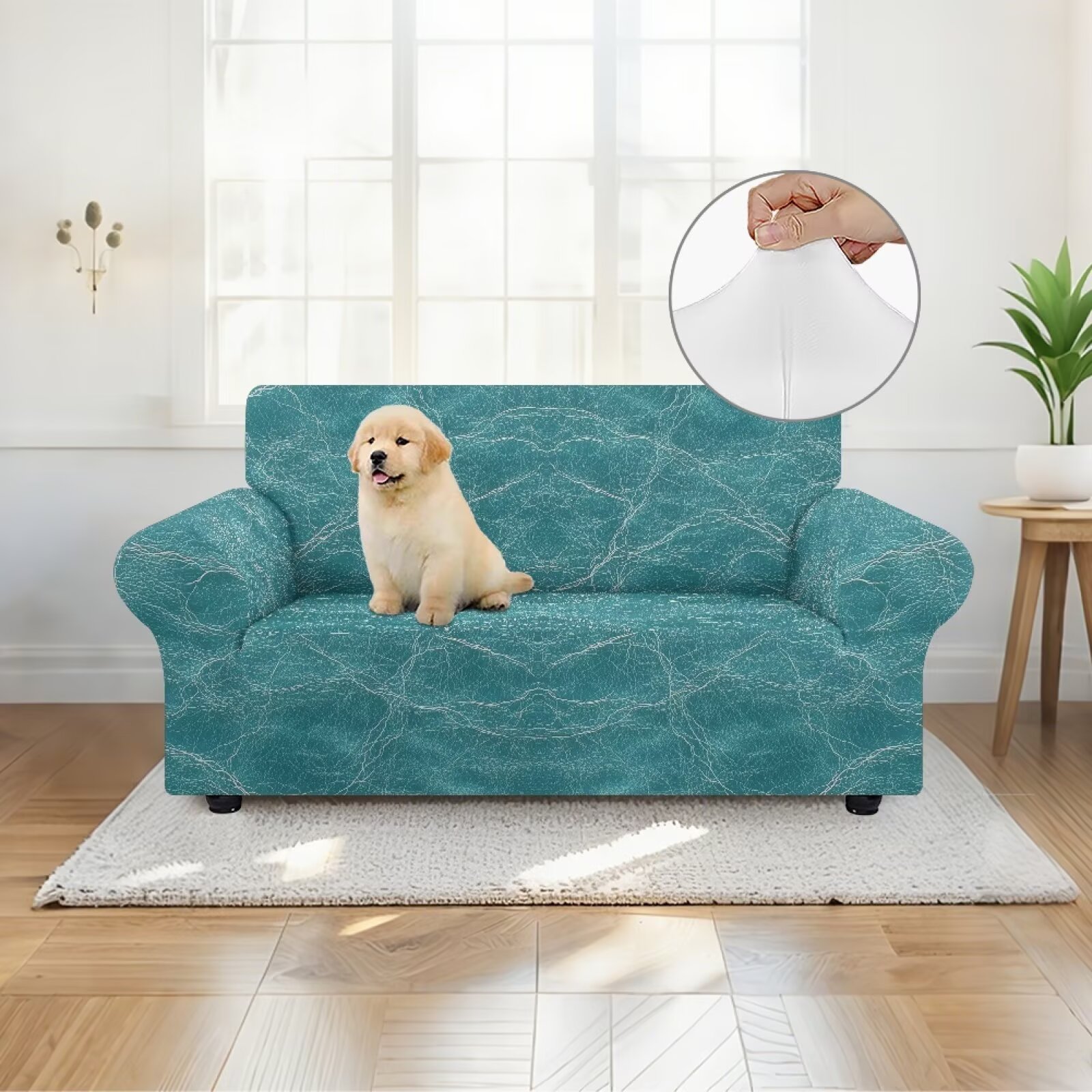 XYZCANDO Dark Green Couch Cover for 1 Cushion Couch Armchair Slipcover Sofa Cover Living Room Stretch Sofa Slipcover for 2 Seater Furniture Covers