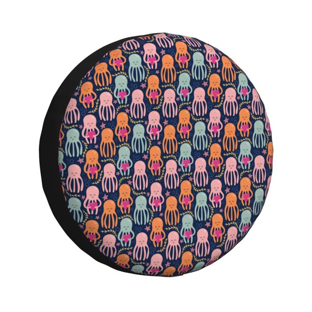 Fotbe Octopus in love Funda de Llanta de Repuesto con Estampado, Engrosada, Ajuste Universal para Jeep, Remolque, RV, SUV, Camión-17 inch