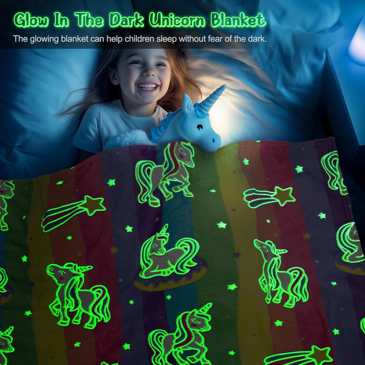 Dinosaur Glow In The Dark Blanket For Kids Soft Throw 50x60 Inches