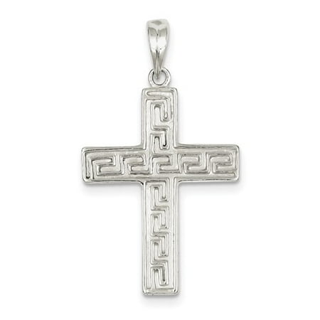 Sterling Silver Polished & Textured Cross Pendant