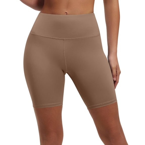 Dweltoz Biker Shorts Women High Waist Tummy Control Summer Soft Workout Shorts for Gym Athletic Underwear,Light Brown L