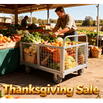 Platform Truck Cart with Cage, 4 in1 Foldable Flatbed Cart Heavy Duty Push Cart Dolly W/Swivel Wheels 2200lbs Capacity Multipurpose Hand Cart for Grocery/Storage/Stall