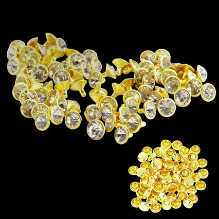 

Trimming Shop 10mm Flat Clear Crystal Rivets Diamante Acrylic Rhinestone Studs with Pins for DIY Leathercrafts Clothing Decoration Arts & Crafts Projects Purses Embellishment Gold 20pcs