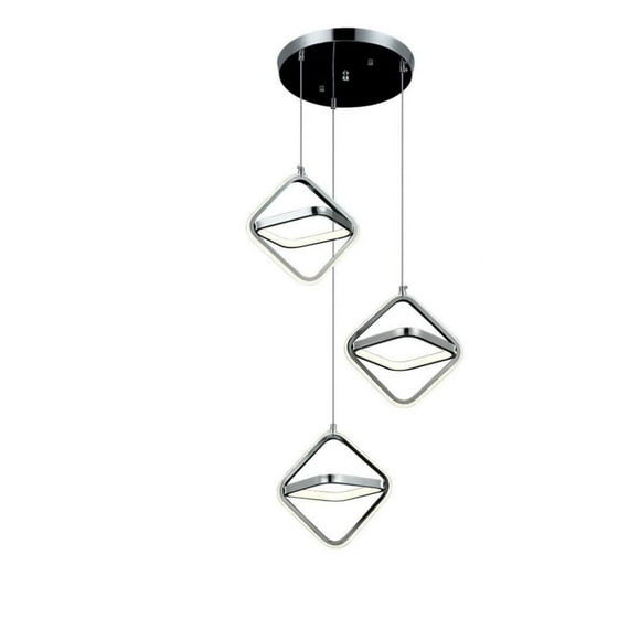 Lampara Colgante De 3 Triangulos Plateado