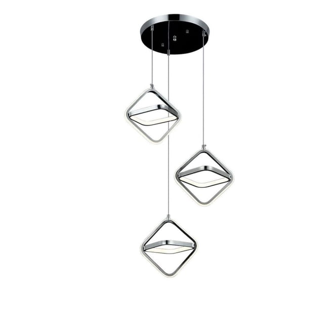 Lampara Colgante De 3 Triangulos Plateado