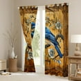 thumbnail image 2 of jejeloiu Ancient Flower Floral Curtains Pack of 2 (42x84 Each),Wild Flying Bird Curtains Blackout,Blue Brown Bedroom Curtains For Men Women,Ultra Soft Home Decor, 2 of 5