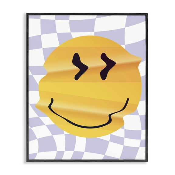 Stupell Industries Wavy Checkered Smile Abstract Painting Black Framed Art Print Wall Art, 11 x 14