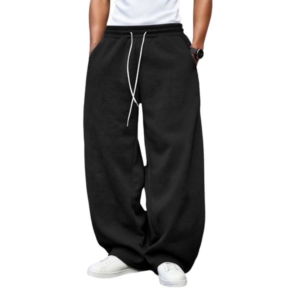 Men's Loose Wide Leg Pants Drawstring Waist Loose Sweatpants with Pockets
