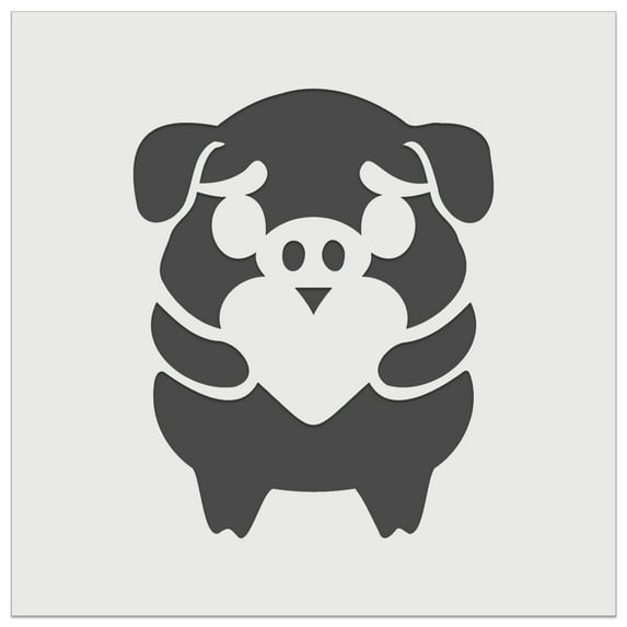 Cautious Pig with Heart in Hands DIY Cookie Wall Craft Stencil - 5.5 Inch