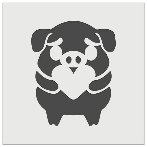 Cautious Pig with Heart in Hands DIY Cookie Wall Craft Stencil - 5.5 Inch