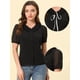 thumbnail image 2 of Blusa Informal Allegra K de Manga Corta con Escote Plisado y Lazo para Mujer Negro XL, 2 of 4