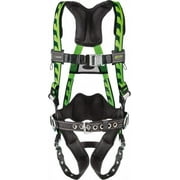 Miller 400 Lb Capacity, Size L/XL, Full Body AirCore Construction Safety Harness Polyester, Side D-Ring, Tongue Buckle Leg Strap, Quick Connect Chest Strap, Black/Green