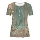 thumbnail image 2 of Tops de Manga Corta con Cuello en V para Mujeres, Moda de Verano Sexy Plegado Impreso Botón Regular para Fiesta Y Ocasional, 2 of 5