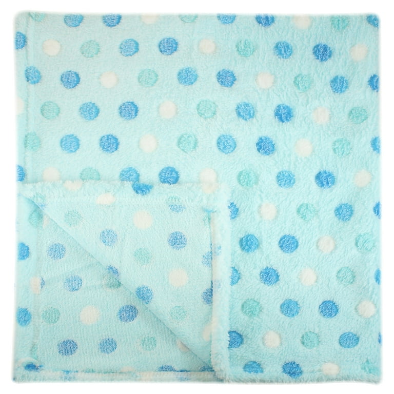 30x30 Inch Plush Fleece Baby Blanket Assorted Colors Polka Dot