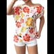thumbnail image 3 of Blusa de Verano con Estampado Floral Fruncido y Hombros Descubiertos para Mujer. Rojo XL, 3 of 10