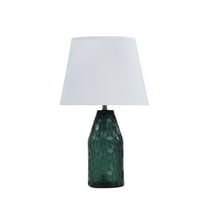 Aspen Creative 40175-11, 23 1/2" High Transitional Glass Table Lamp, Clear Turquoise Finish and Empire Shaped Lamp Shade in White, 13 1/2" Wide