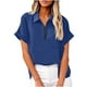 thumbnail image 1 of Vestidos Casuales Para Mujer, Blusas De Mujer De Moda Blusa tipo túnica de lino con media cremallera y manga corta con solapa para mujer, ropa de trabajo de verano, 1 of 7