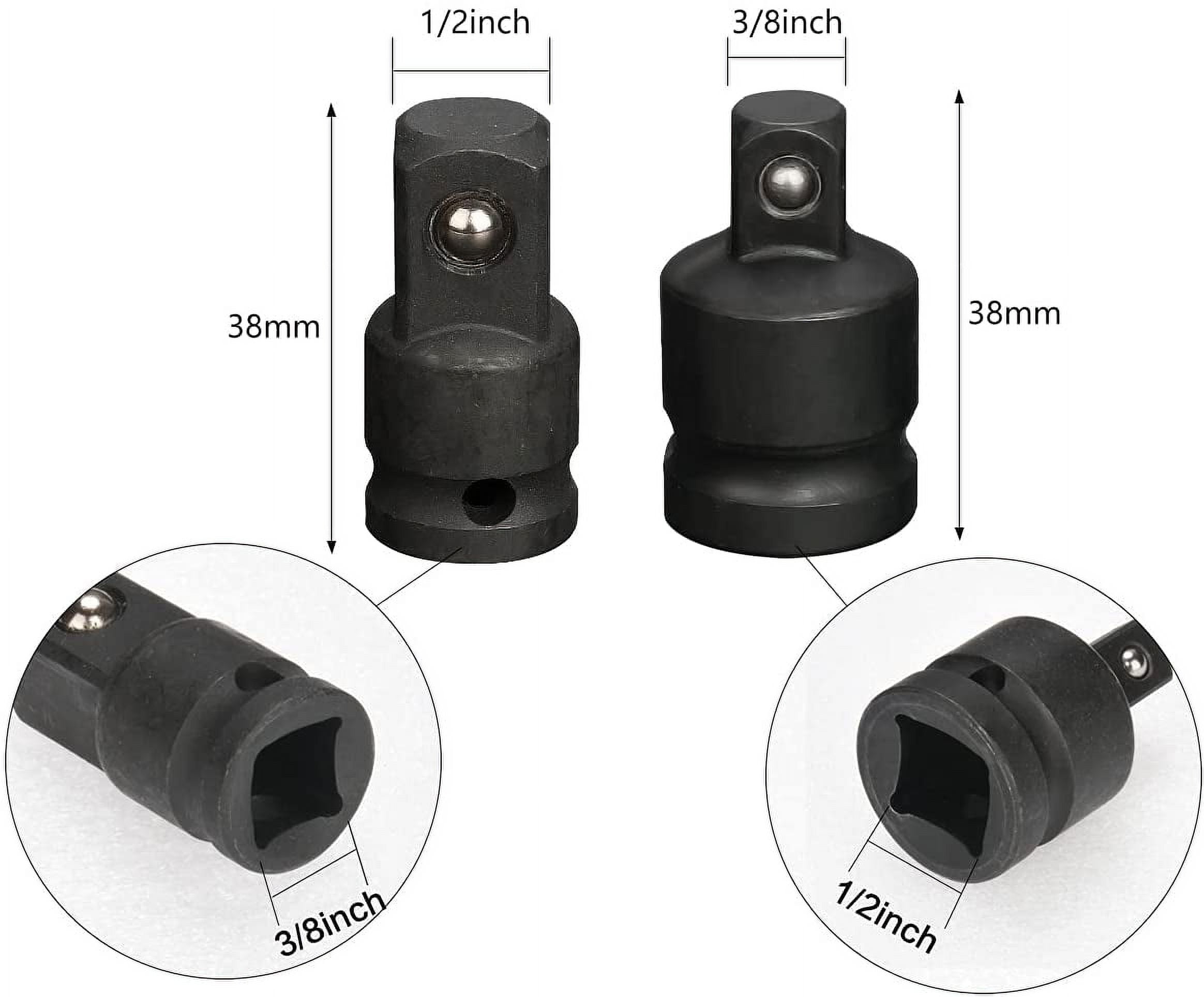 Impact Socket Adapter Set, 6 Pieces Reducer For 1/4", 3/8", 1/2", 3/4" Socket Converter