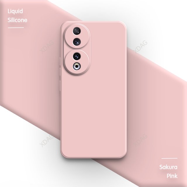 Camera Protection Back Cover for Honor 90 Pro Honor90 90Pro 5G Soft Square Liquid Silicone Funda Original Shockproof Luxury Case Sakura Pink Honor 90 Pro