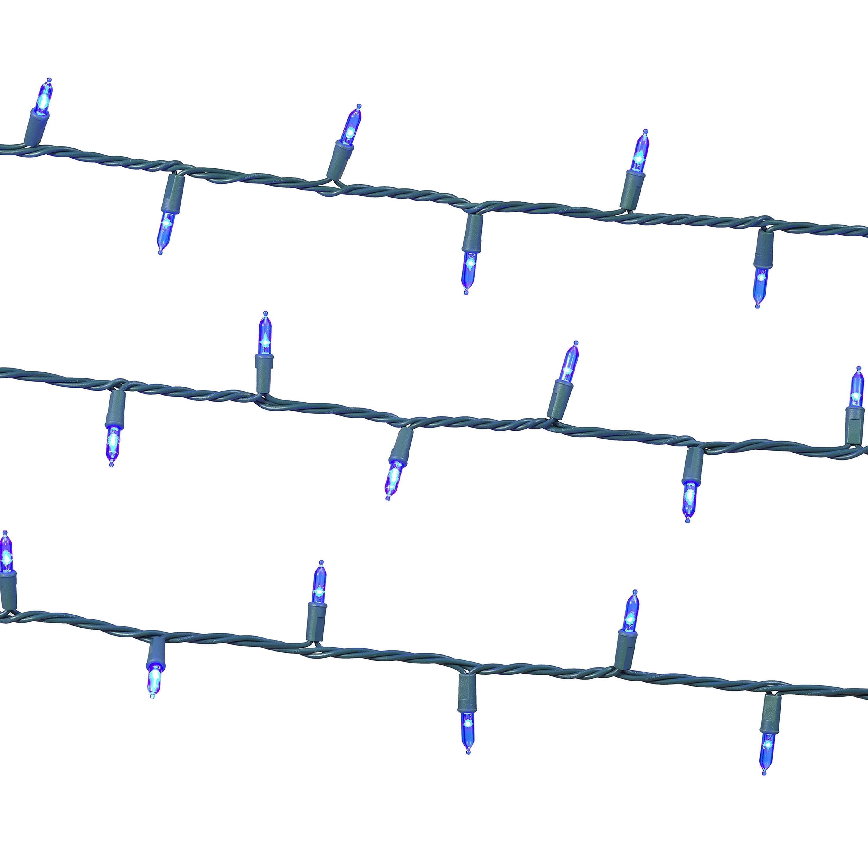 Indoor/Outdoor 100-Count LED Mini Christmas String Lights, Blue, Green Wire, 19.5', by Holiday Time