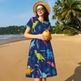 thumbnail image 4 of Balery Dinosaurs Vestidos sueltos de manga corta para mujer, vestidos de verano 2025, vestidos casuales de corte A con vuelo., 4 of 6