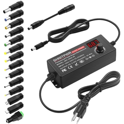 SHNITPWR Universal AC to DC Adapter 3V ~ 24V 2A 48W Switching Power Supply 3V 5V 6V 9V 12V 15V 18V 19V 20V 24V 1A 1.5A 2 Amps Adjustable AC/DC Converter Transformer with 14 Tips & Polarity Converter