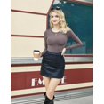 thumbnail image 2 of Women Double Lined Fitted Basic T Shirts Crew Neck Long Sleeve Crop Top, 2 of 6