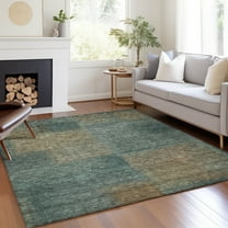 Addison Rugs Chantille Indoor/Outdoor Transitional Squares Teal Washable Rectangle Rug, 3' x 5'