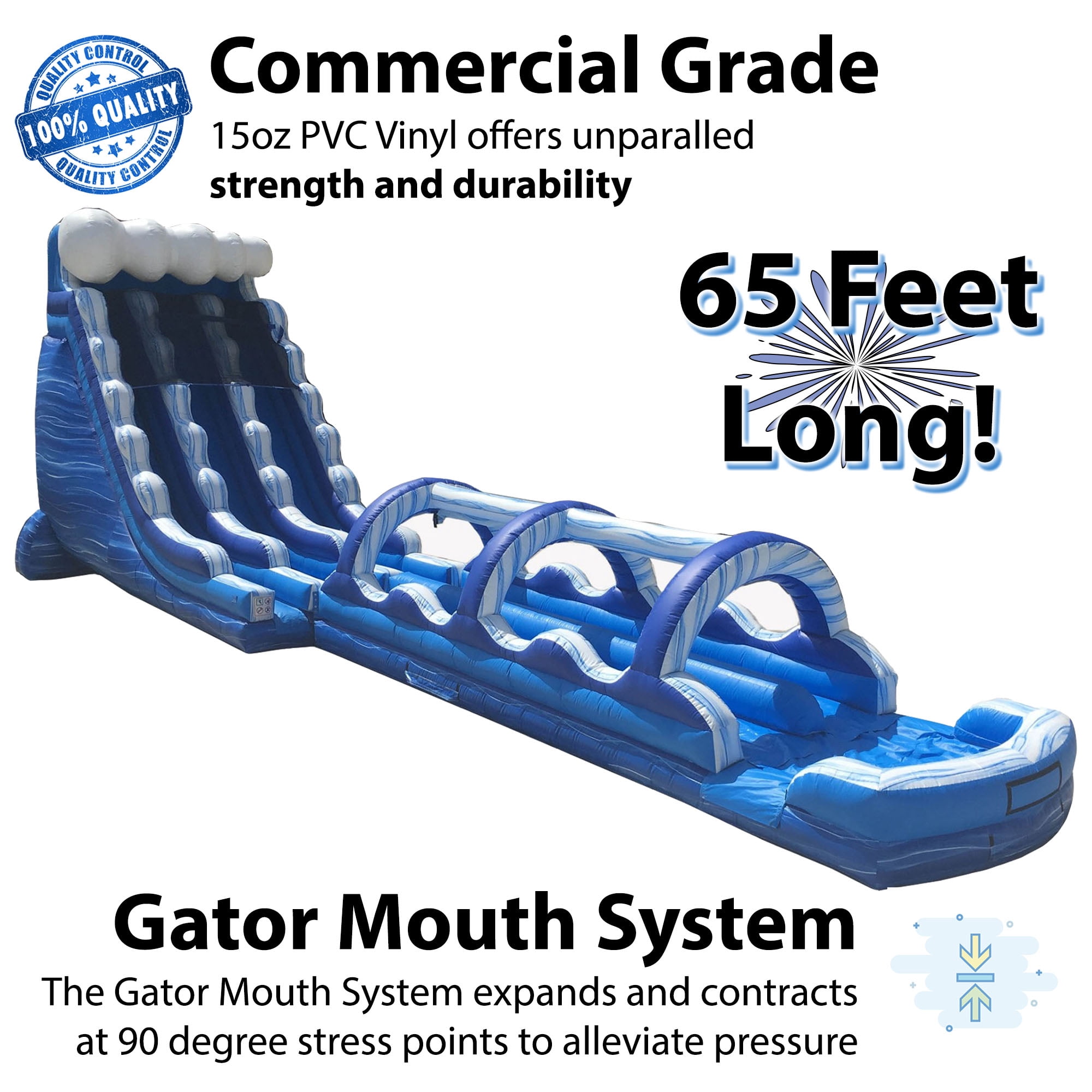 TentandTable Commercial Inflatable Water Slide with Splash and Ride Blue Marble with Blower