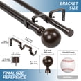 thumbnail image 3 of Urbanest Steel Ball Manhattan 1" 3/4" Double Drapery Curtain Window Rod Set - 48" to 84", Bronze, 3 of 6