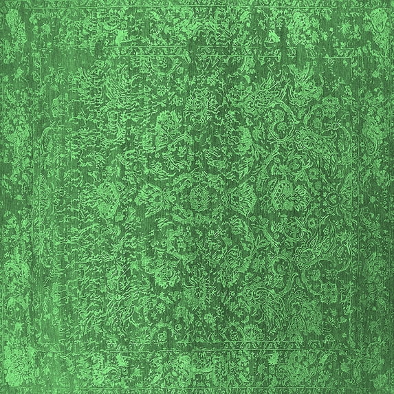 Ahgly Company Indoor Square Oriental Emerald Green Industrial Area Rugs, 5' Square