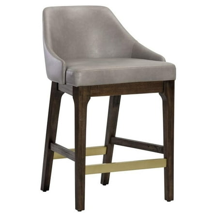 Sunpan Kace 26" Mid-Century Faux Leather Counter Stool in Gray/Dark Brown