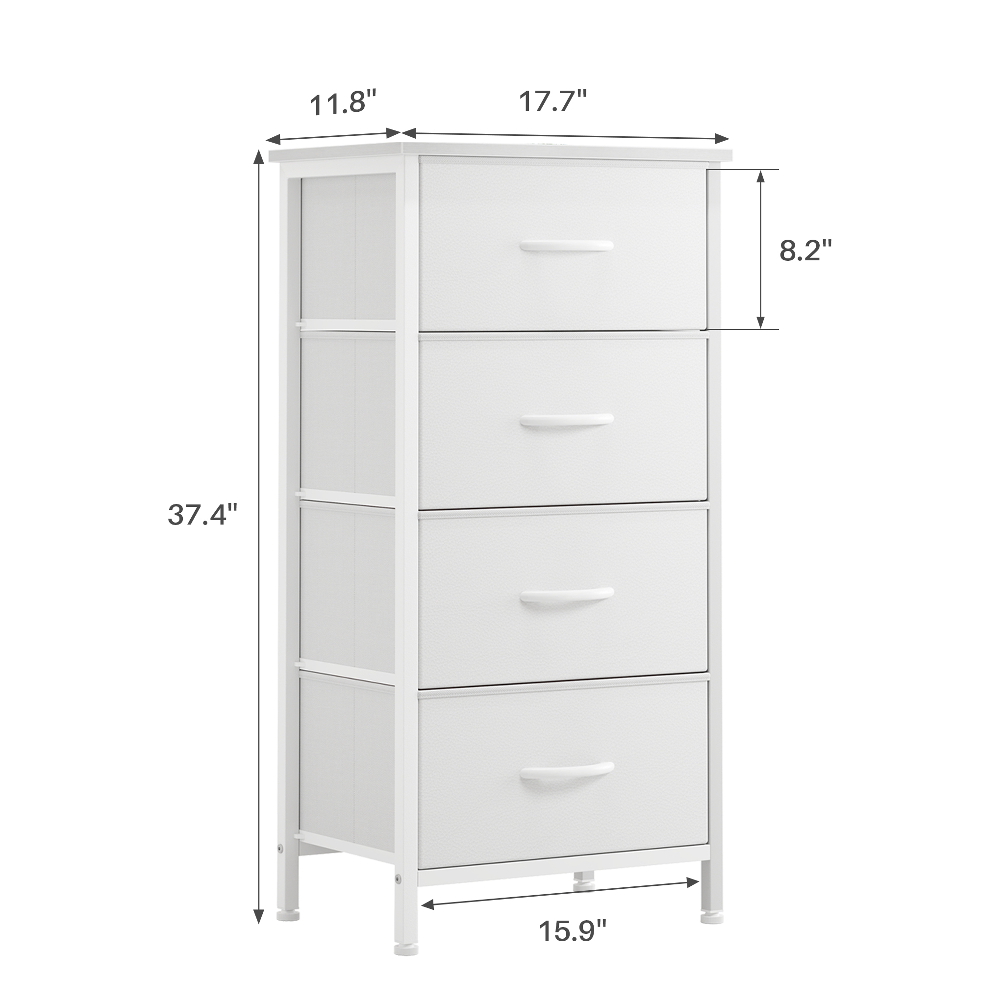 Concetta 4-Drawer Fabric Storage Dresser, White photo 5