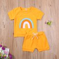 thumbnail image 3 of Seyurigaoka Toddler Summer Tracksuits, Rainbow Print T-Shirt + Ruffled Shorts, 3 of 8