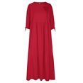 thumbnail image 4 of cfhntfmh Robes Grande Taille pour Femmes Confortables en Coton et Lin Col Rond Robe Décontractée d'Automne avec Bordure avant Manches Longues Maxi Robe, 4 of 6